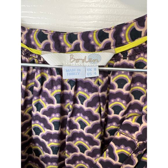 Boden Dolly Split V Neck Printed Floral Long Sleeve Blouse Womens Spring Purple - Picture 5 of 8